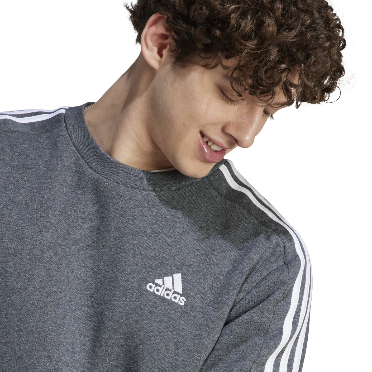 Adidas Essentials Crew Sweater Donkergrijs Wit