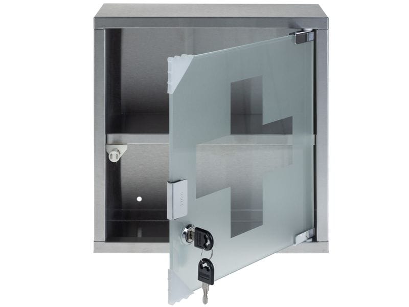 STRUCT Erste Hilfe Schrank 30 x 30 x 12 cm, Edelstahl Medizinschrank zur Wandmontage
