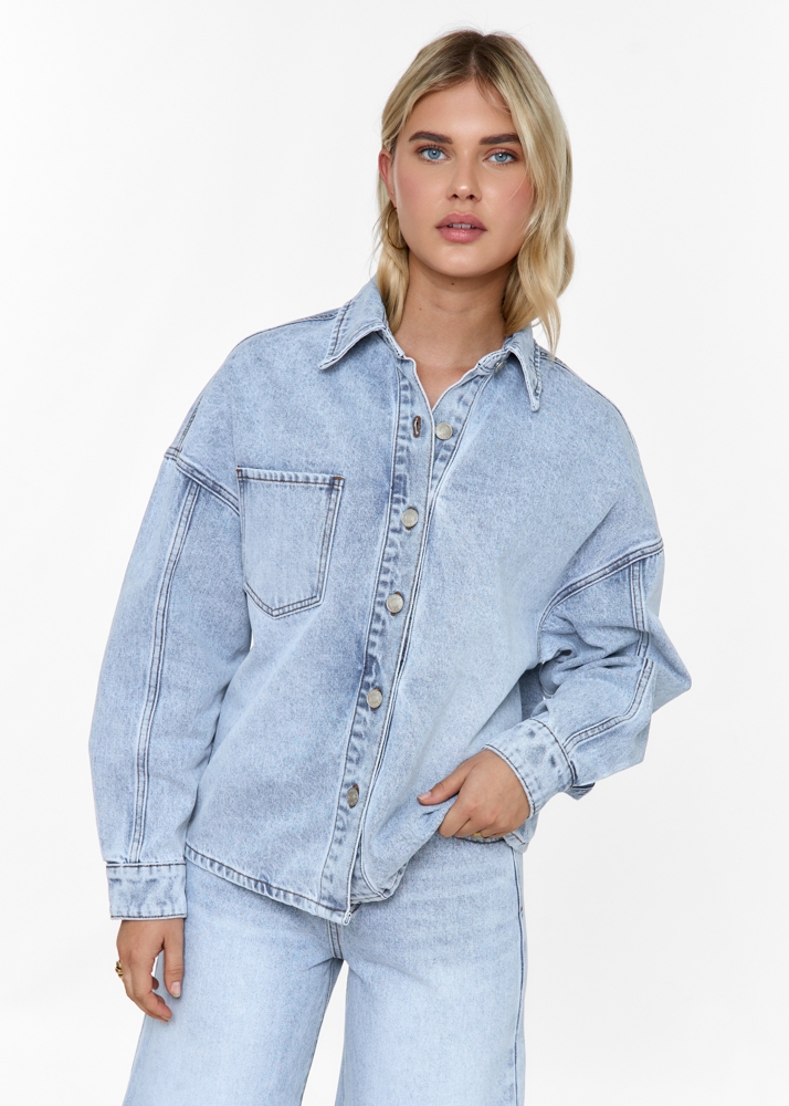 Boyfriend denim blouse sky blauw