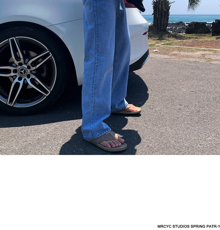 Meirin - Mid Rise Washed Straight Leg Jeans