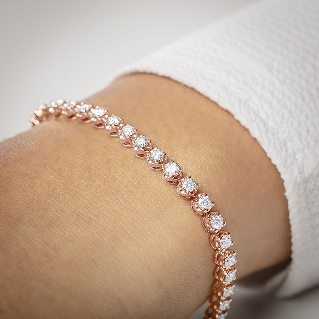 4.01 Karat Diamanten Tennisarmband 750/18 K Roségold