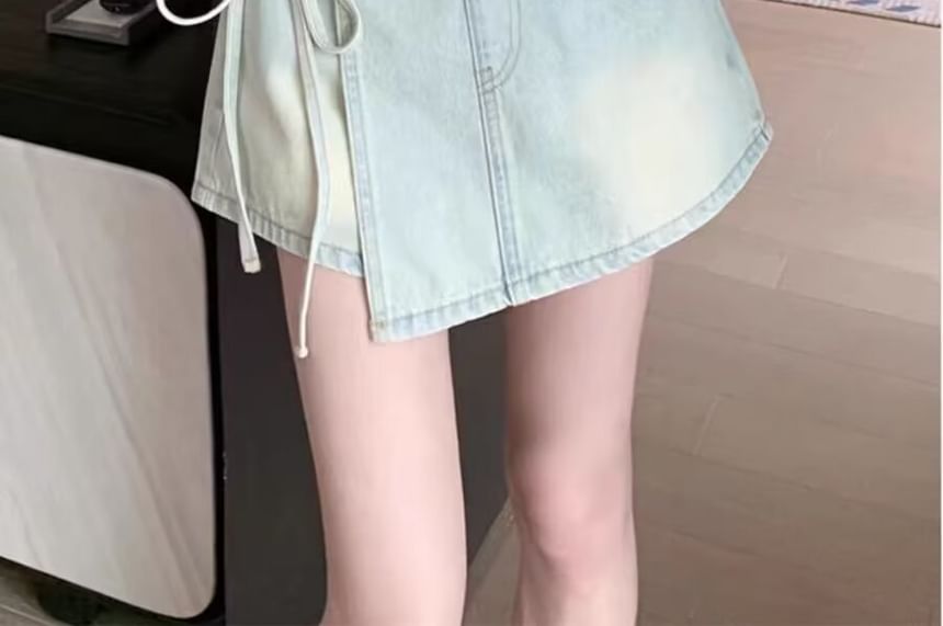 Ragistiq - Mid Rise Washed Asymmetrische Denim Skort