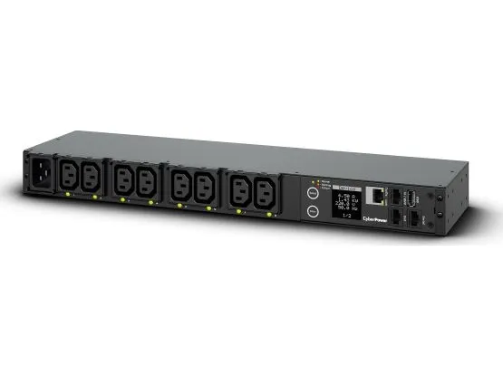 CyberPower Switched ATS PDU44005 - Strømfordelingsenhed (rackversion) - AC 200-240 V - 1-faset - serial, Ethernet - input: 2 x IEC 60320 C20 - output-stikforbindelser: 10 (8 x IEC 60320 C13, 2 x IEC 60320 C19) - 1U - 3.05 m ledning - sort