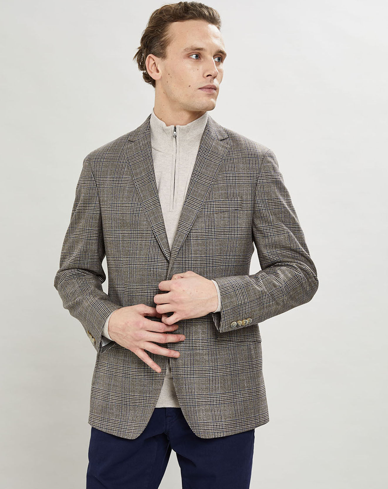 Hackett London Veste Chek imprimée prince de galles beige