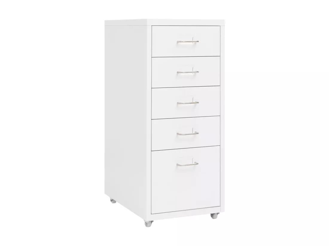 Classeur mobile Blanc 28x41x69 cm Métal