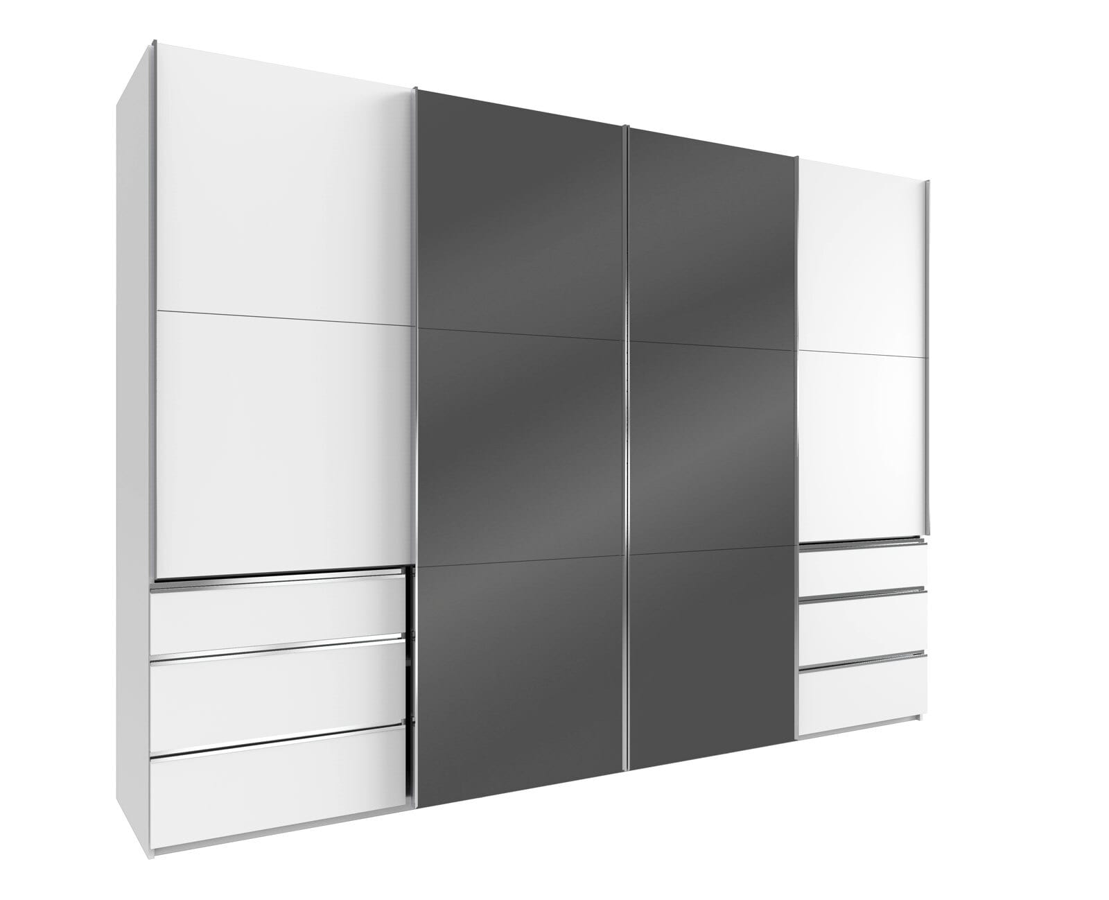 Schwebetürenschrank Level 36 A Syncro-Technik 300 x 216 cm weiß/ Spiegel