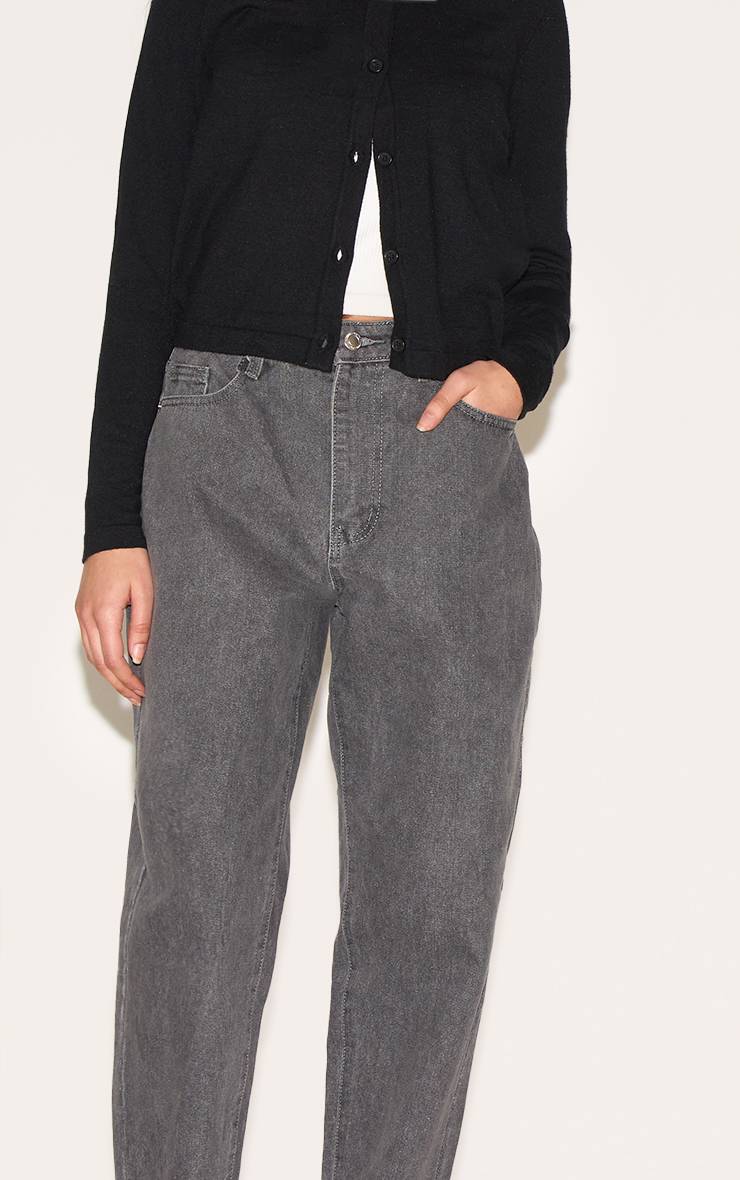 Gris Jean Mom Taille Haute Petite