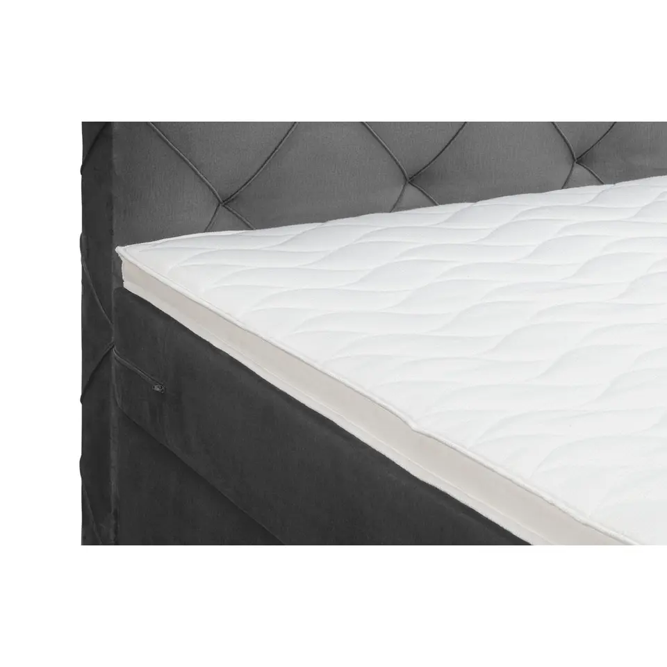 Boxspring met voetbord Liv geruit - grijs - 180x200 cm - vierkante poot