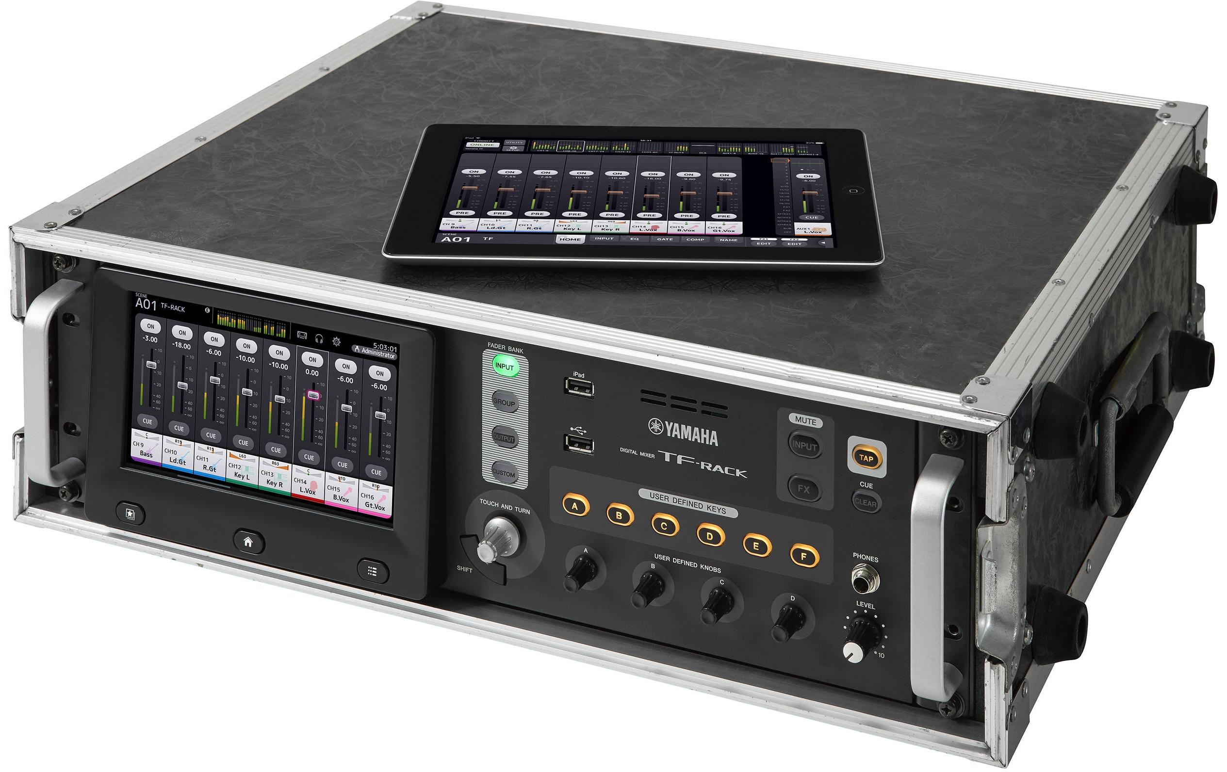 Mischpult TF-RACK - 40-Kanal, digital<br>19-Zoll-Rack-Variante eines vielseitigen Digitalmixers der TF-Serie mit TouchFlow-Operation, WLAN-Fernsteuerung und optionaler Dante-Audio-Netzwerk-Unterstützung