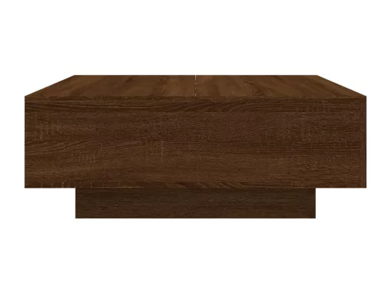 Table basse avec lumières LED chêne marron 80x80x31 cm