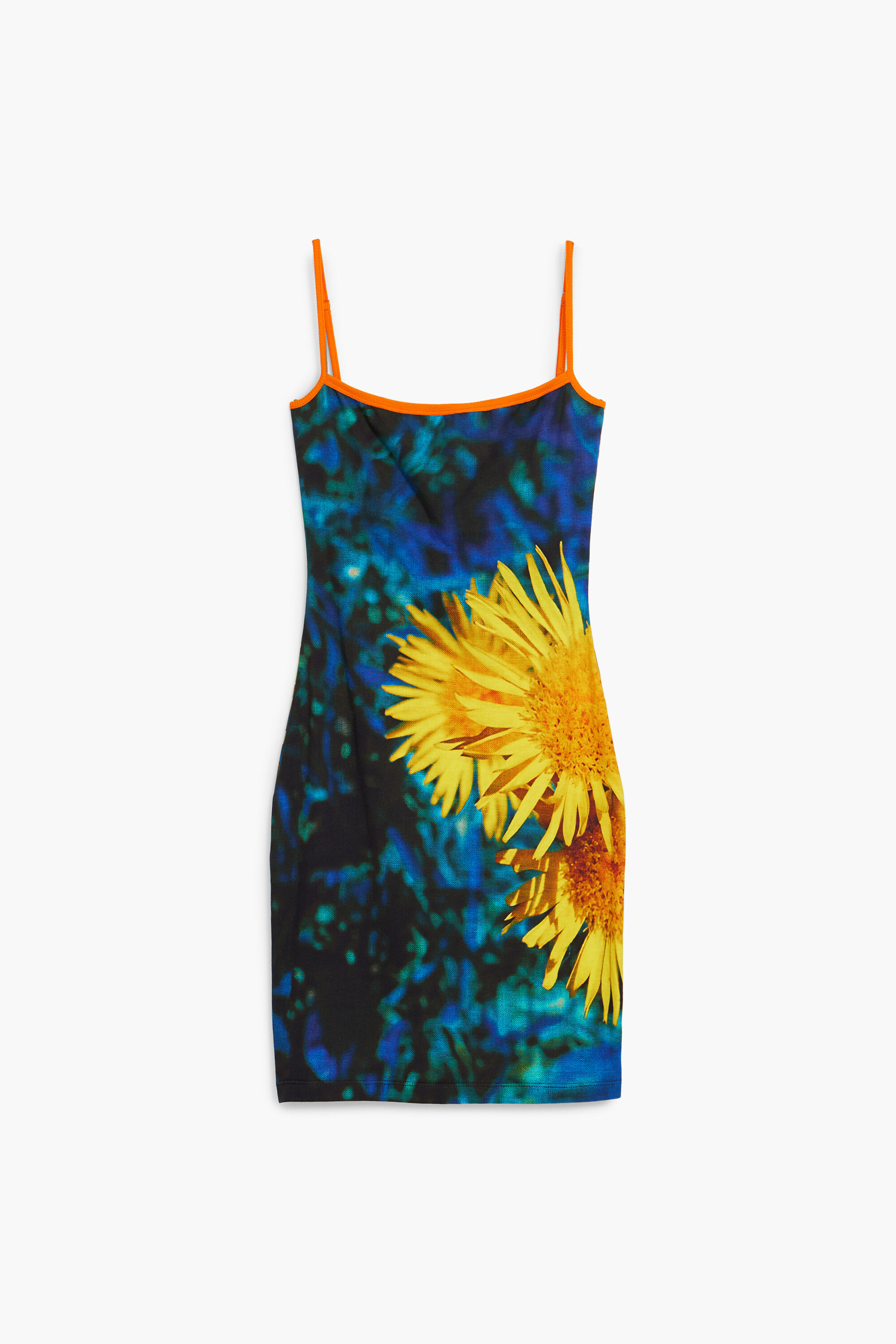 Vestido midi com estampa de girassol