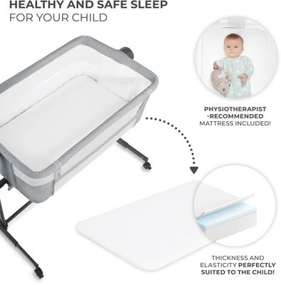 Kinderkraft Neste Up 2 Bedside Crib, Light Grey