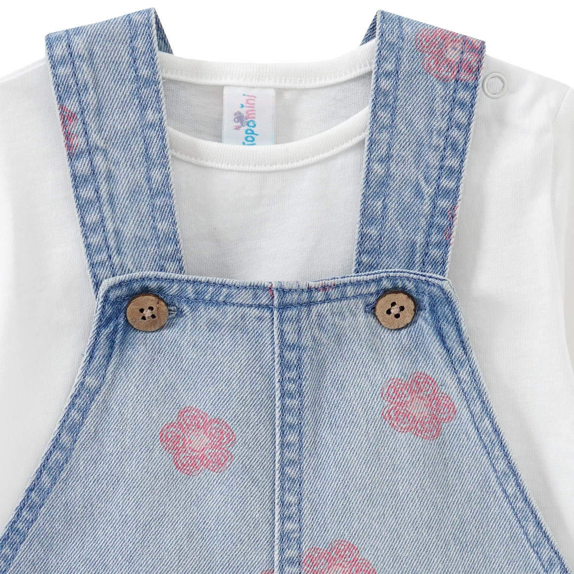 Topomini Baby Latzshorts und T-Shirt im Set hellblau / weiss