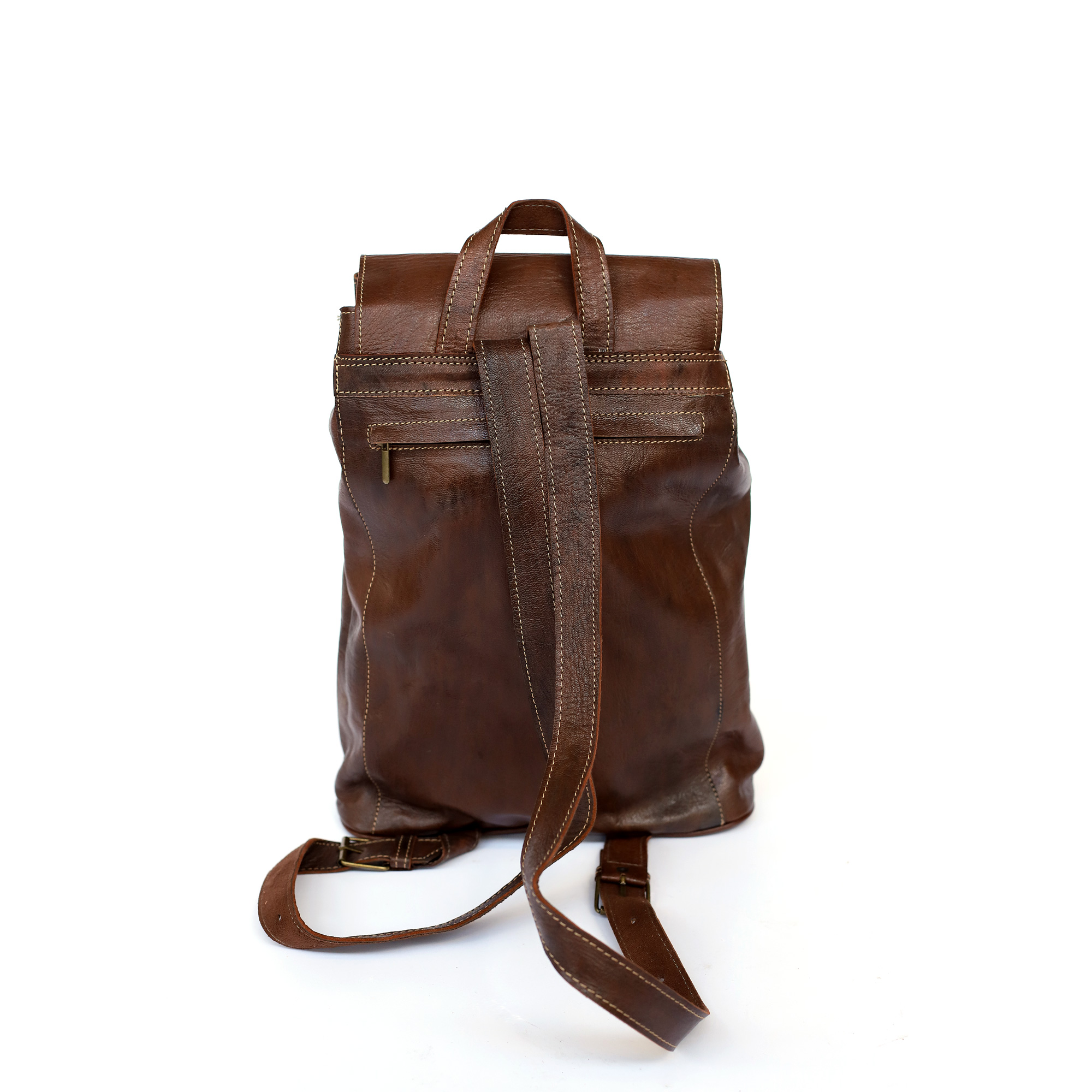 Rucksack aus Ziegenleder braun, H 40 cm, B 28 cm, L 12 cm günstig bestellen