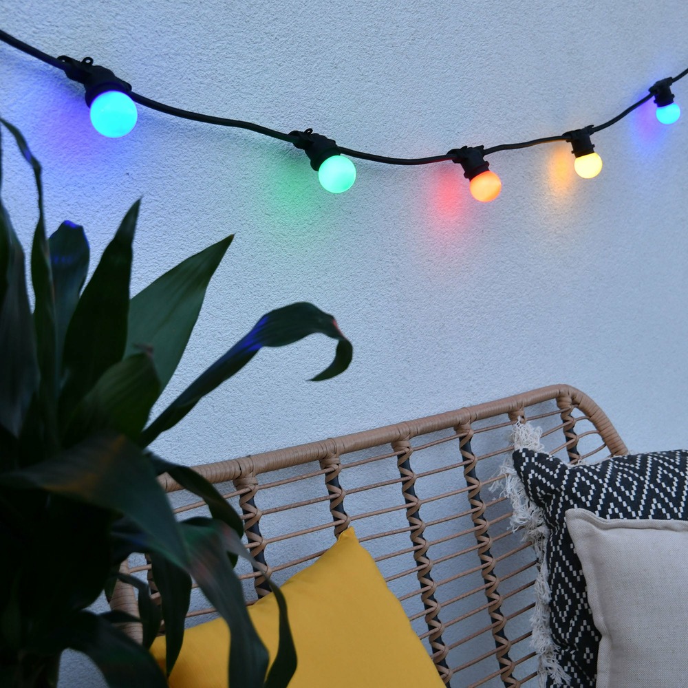Guirlande guinguette e27 multicolore - 5m prolongeable - 10 ampoules interchangeables - chromex
