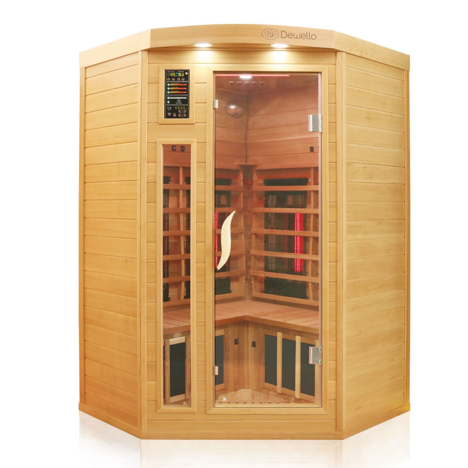 Dewello® Infrarotkabine Infrarotsauna LAKEFIELD PRO Hemlock-Zeder 120cm x 120cm inkl. Vollspektrumstrahler, Bodenstrahler