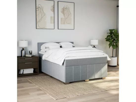 Sommier à lattes de lit avec matelas Gris clair 160x200cm Tissu