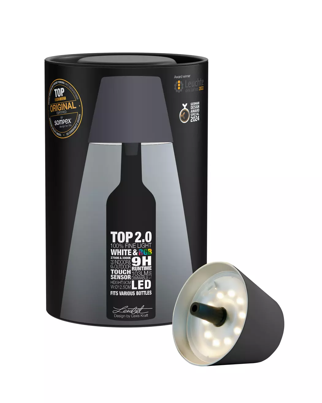 LED-Akku-Flaschenaufsatz Top 2.0