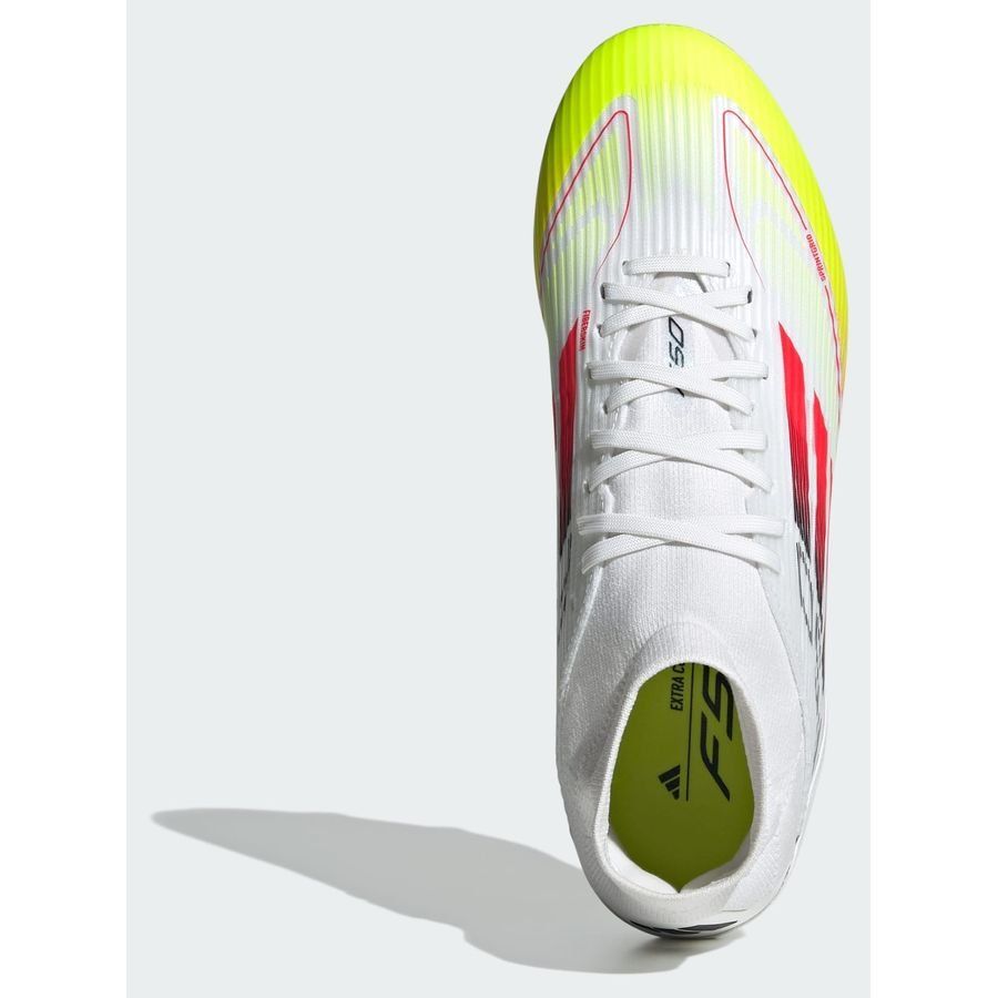 adidas F50 League Mid FG/AG Pure Victory - Blanc/Lucid Red/Jaune Femme