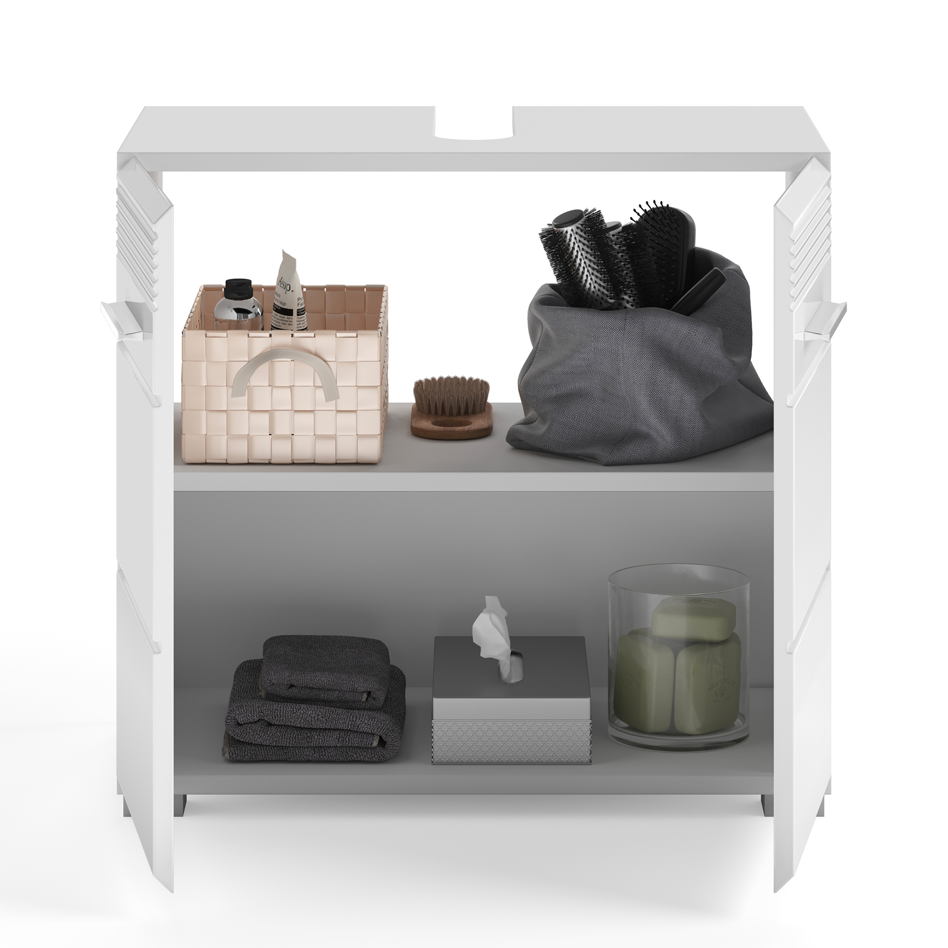 Waschbeckenunterschrank LINUS - weiß Hochglanz - 60 cm