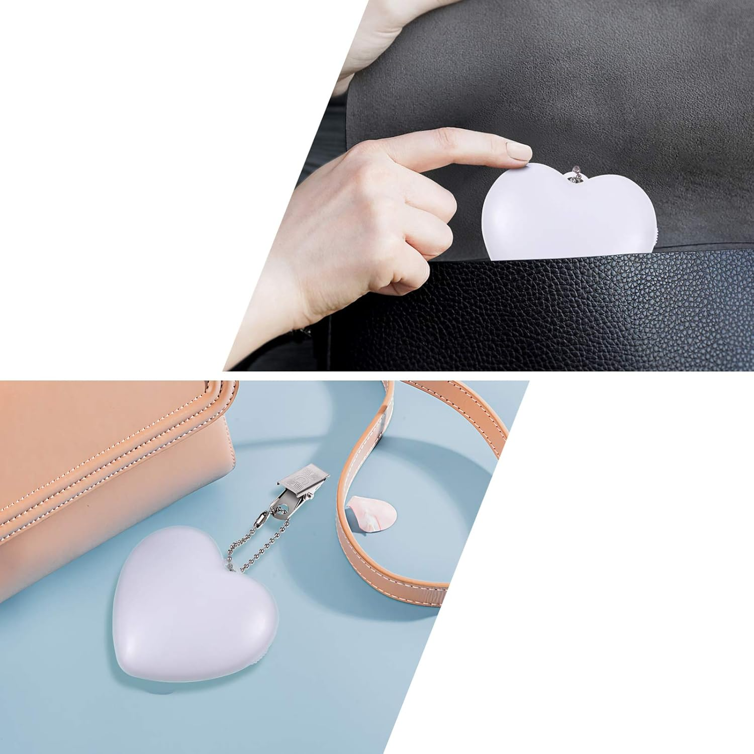 LED Handtaschen Licht Rucksack Anhänger Taschenlicht mit Touch Sensor   Clip Herz - Weiss