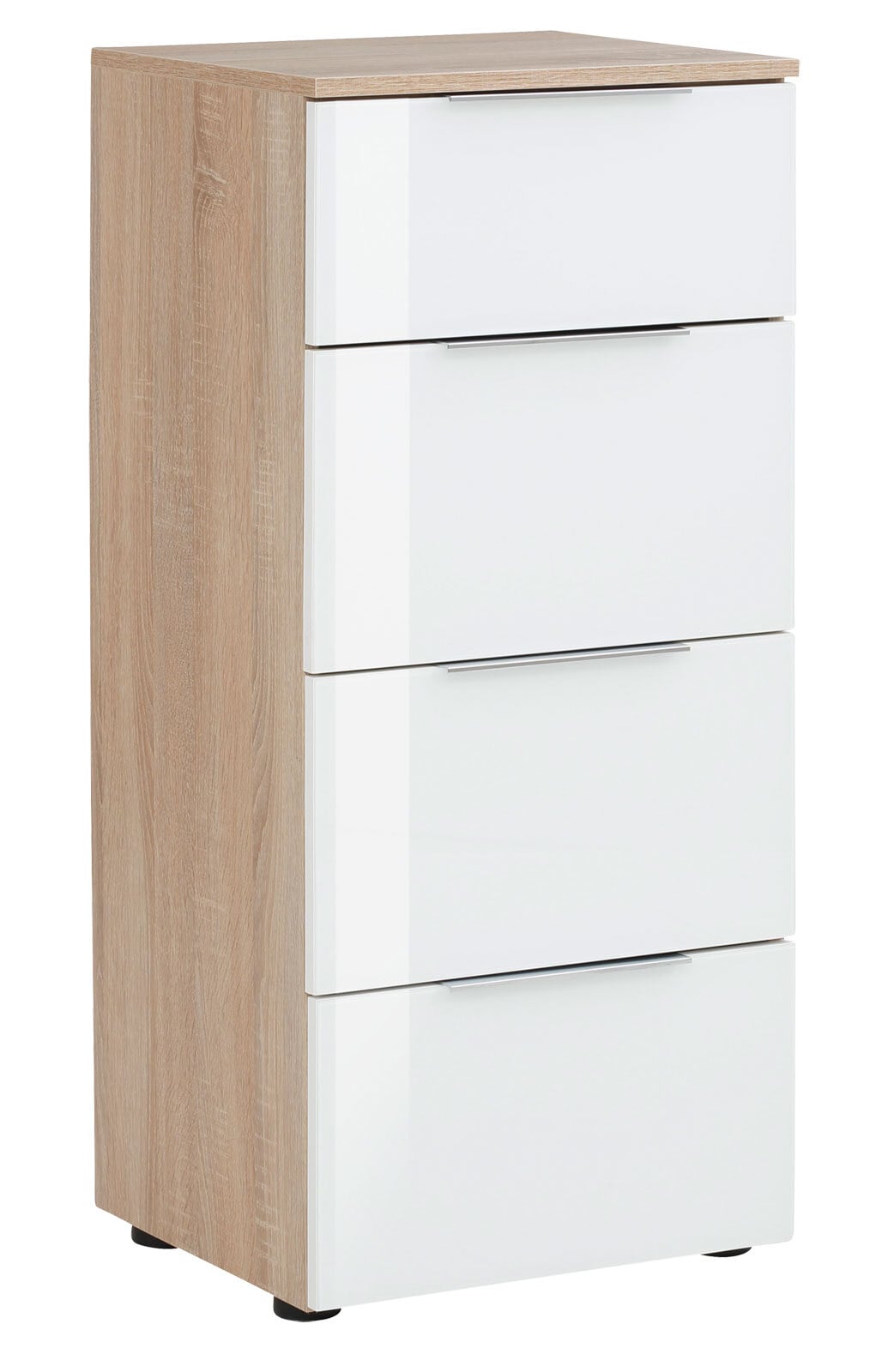 Kommode Mila 45 x 100 cm Sonoma Eiche Dekor / Weiß Glas