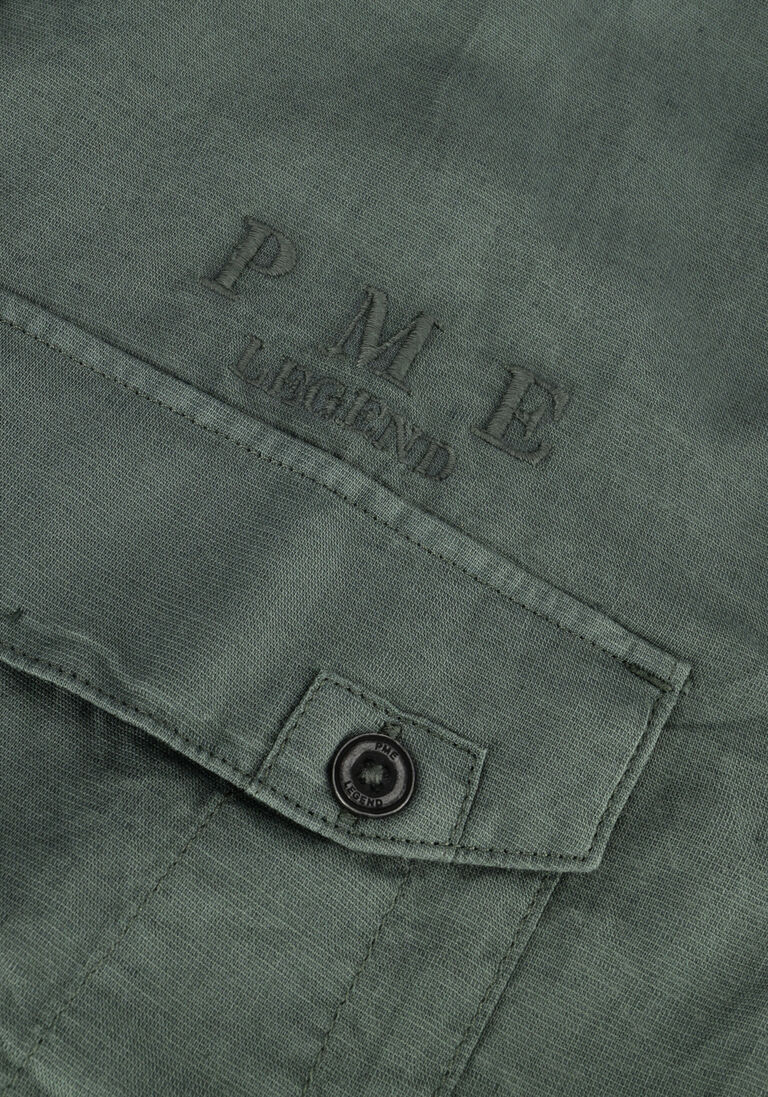 PME LEGEND groene pme legend casual overhemd short sleeve shirt ctn linen cargo walker