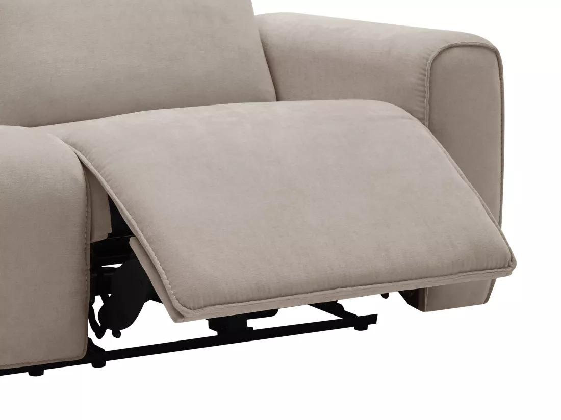 Canapé 3 places relax électrique en tissu beige LORGITA