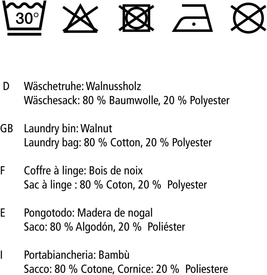 WENKO Wäschetruhe Norway aus Walnussholz Fassungsvermögen: 56 l, Walnussholz, 45 x 65 x 45 cm, Walnuss, 18620100