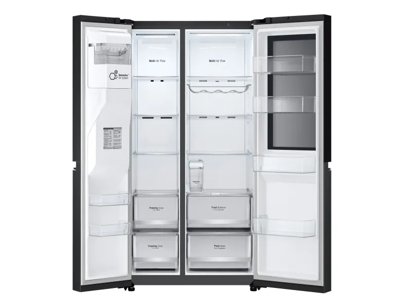 LG InstaView GSGV81EPLL, Fritstående, Amerikansk dør, Sort, Indvendig, R600a, Glas