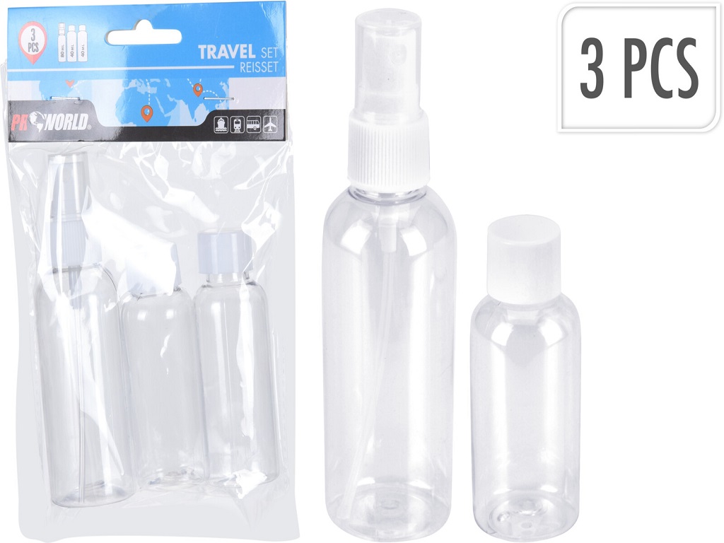 CONJUNTO DE 3 RECIPIENTES PARA VIAGEM 125X40X185MM