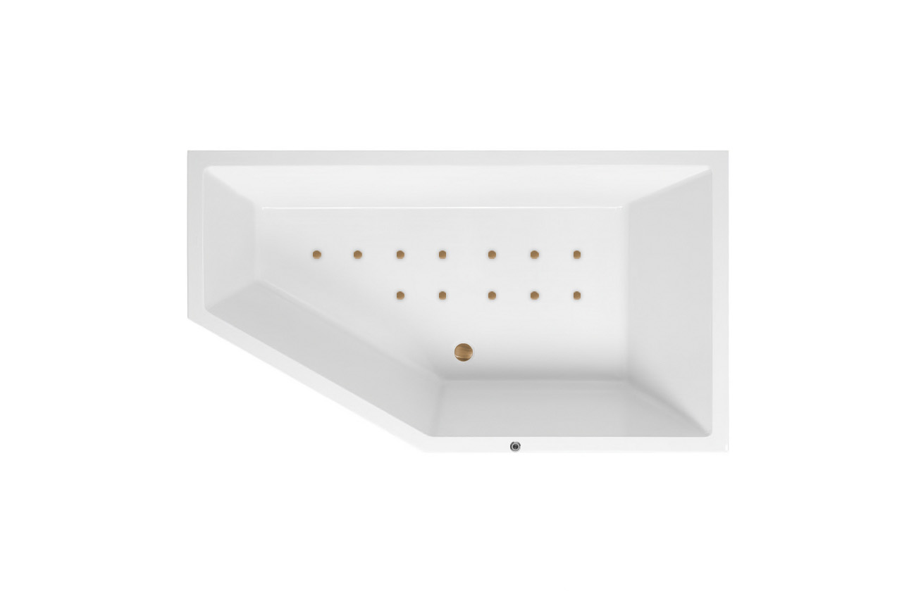 Lambini Designs Florence bubbelbad 160x90cm elektronisch rechts met 12 aerojets goud