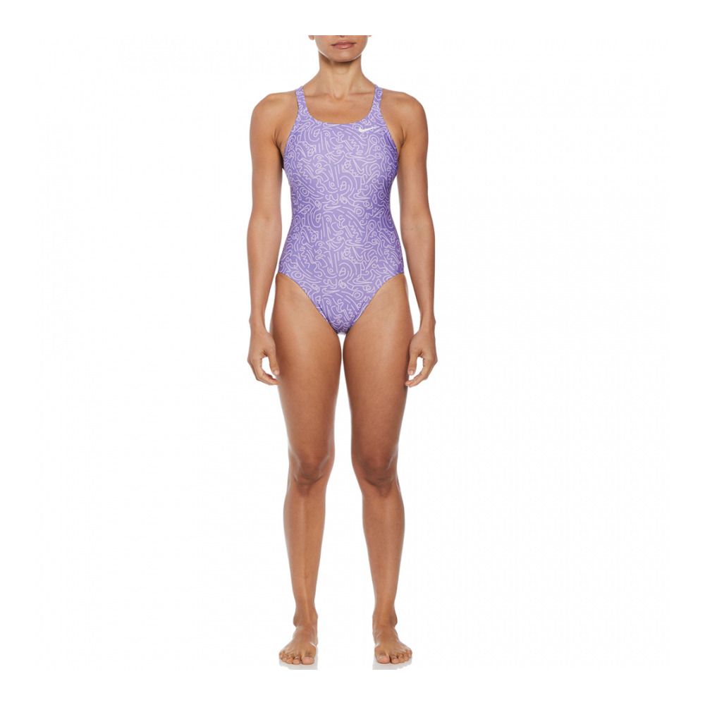 Nike Swim HYDRASTRONG MULTI PRINT FASTBACK - Maillot de bain 1 pièce Femme space purple