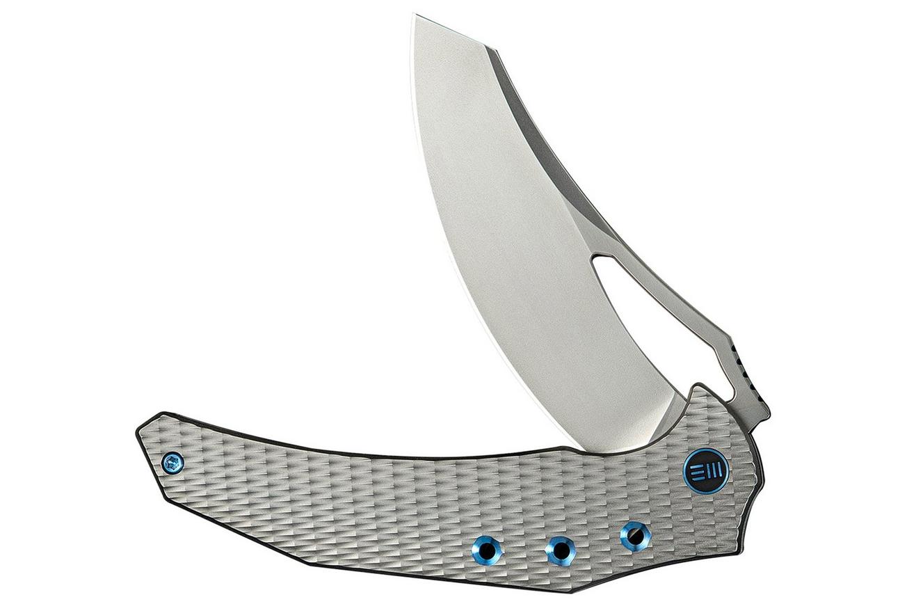 WE Knife Epaulette WE24024-3 Polished Bead Blasted M390 Diamond Patterned Polished Bead Blasted Titanium, zakmes, Gavko Knives design