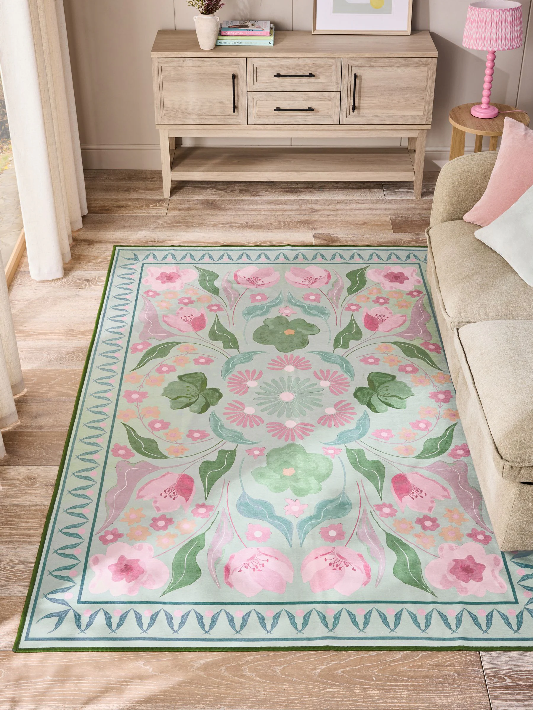 Washable Bettie Floral Print Rug