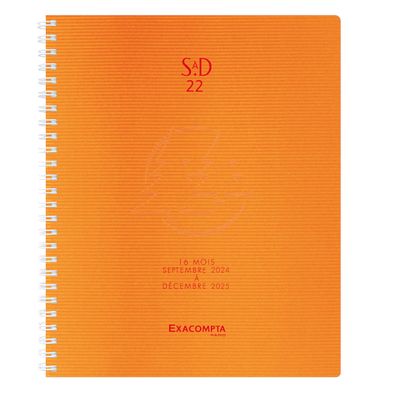 Agenda à spirale Linicolor - 1 semaine sur 2 pages - 16 mois - 15 x 21 cm - disponible dans différentes couleurs - Exacompta