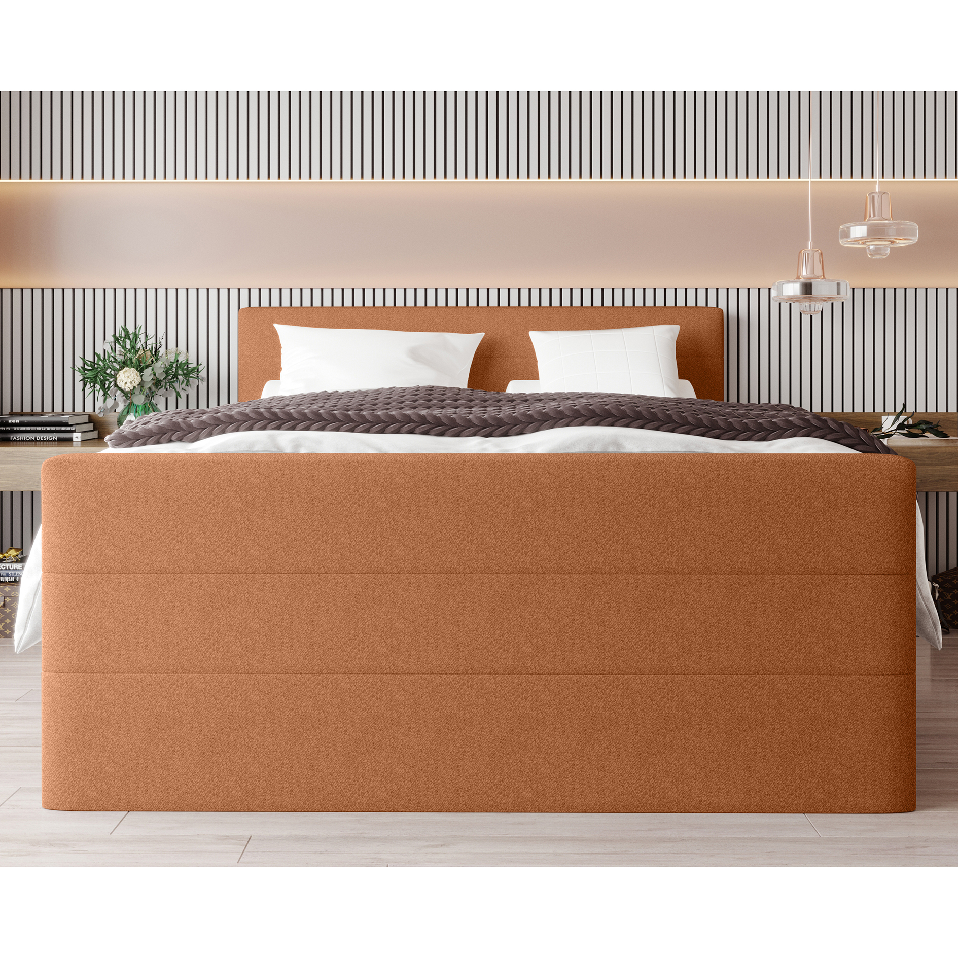 Boxspringbett - rost - inklusive Topper - 180x200 cm