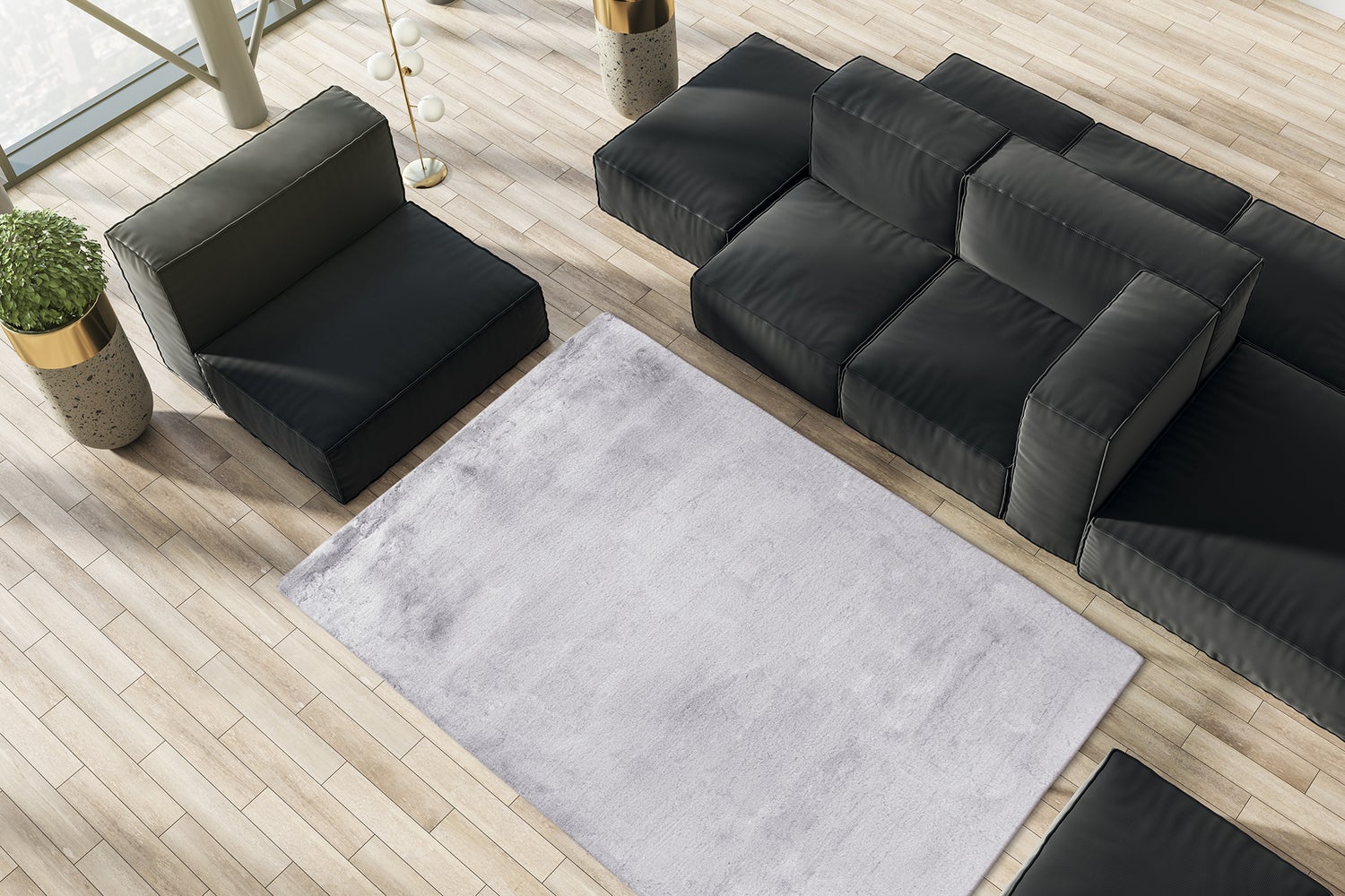 Radiantique hoogpolig tapijt, antraciet/wit, 35 mm, effen, modern, 160 x 230 cm