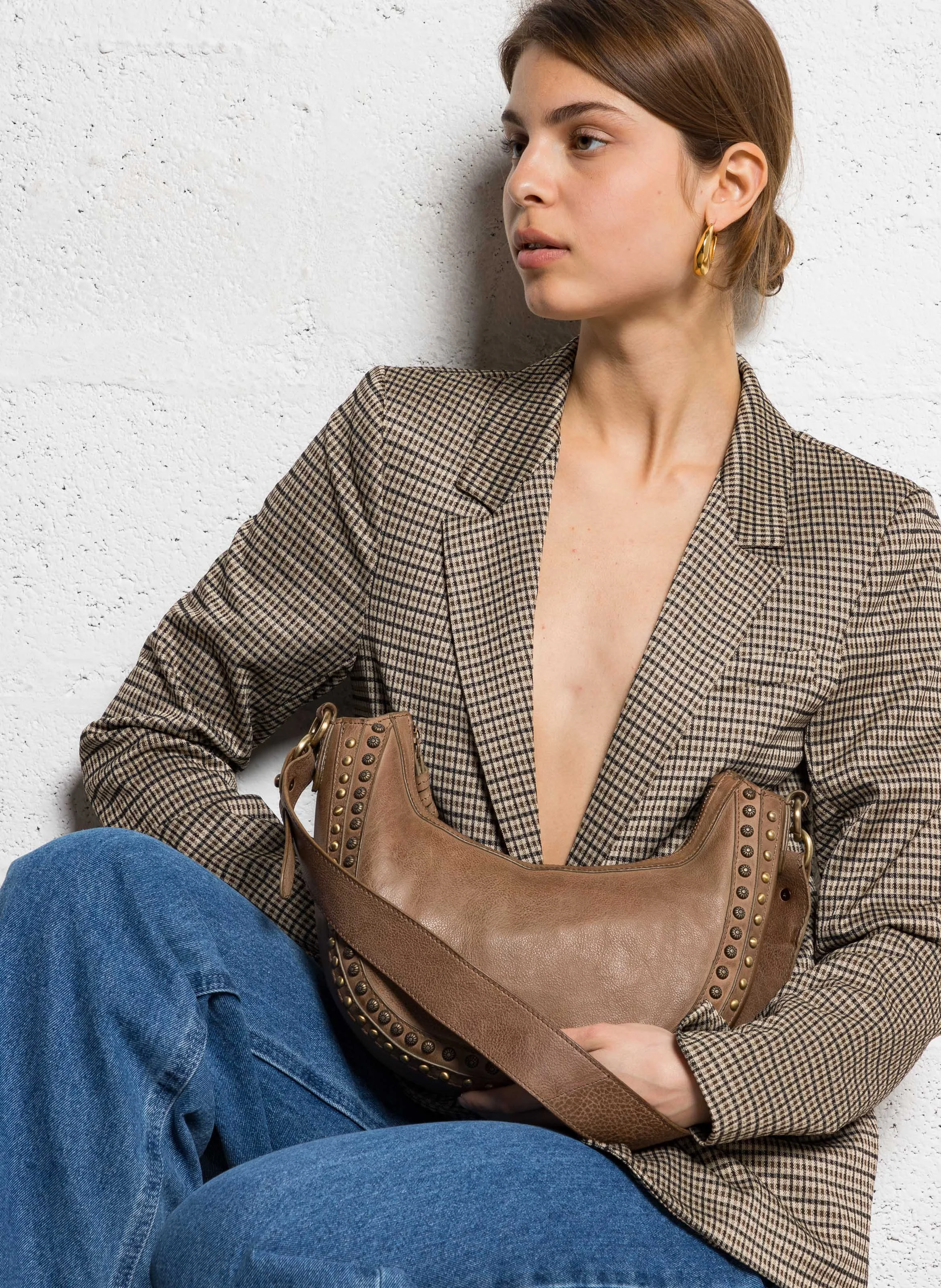 GASPARD - Sac bandoulière en cuir | Gris