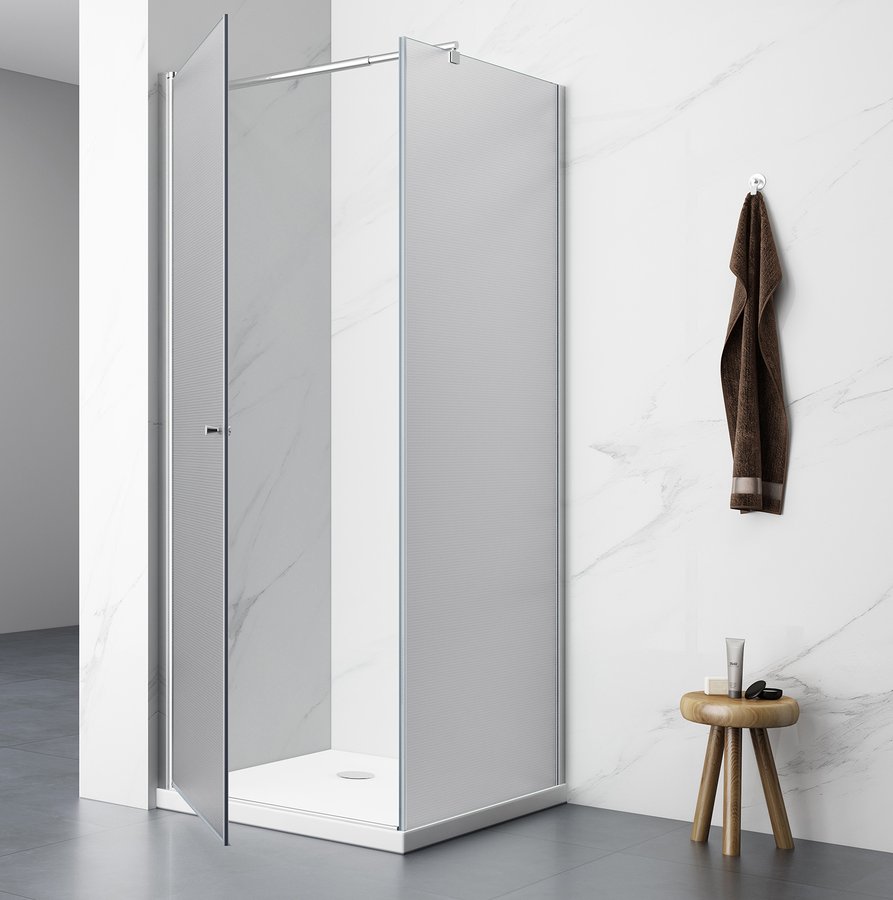 Aqualine Pilot melkglas douchecabine 70x70cm vierkant met chromen profielen