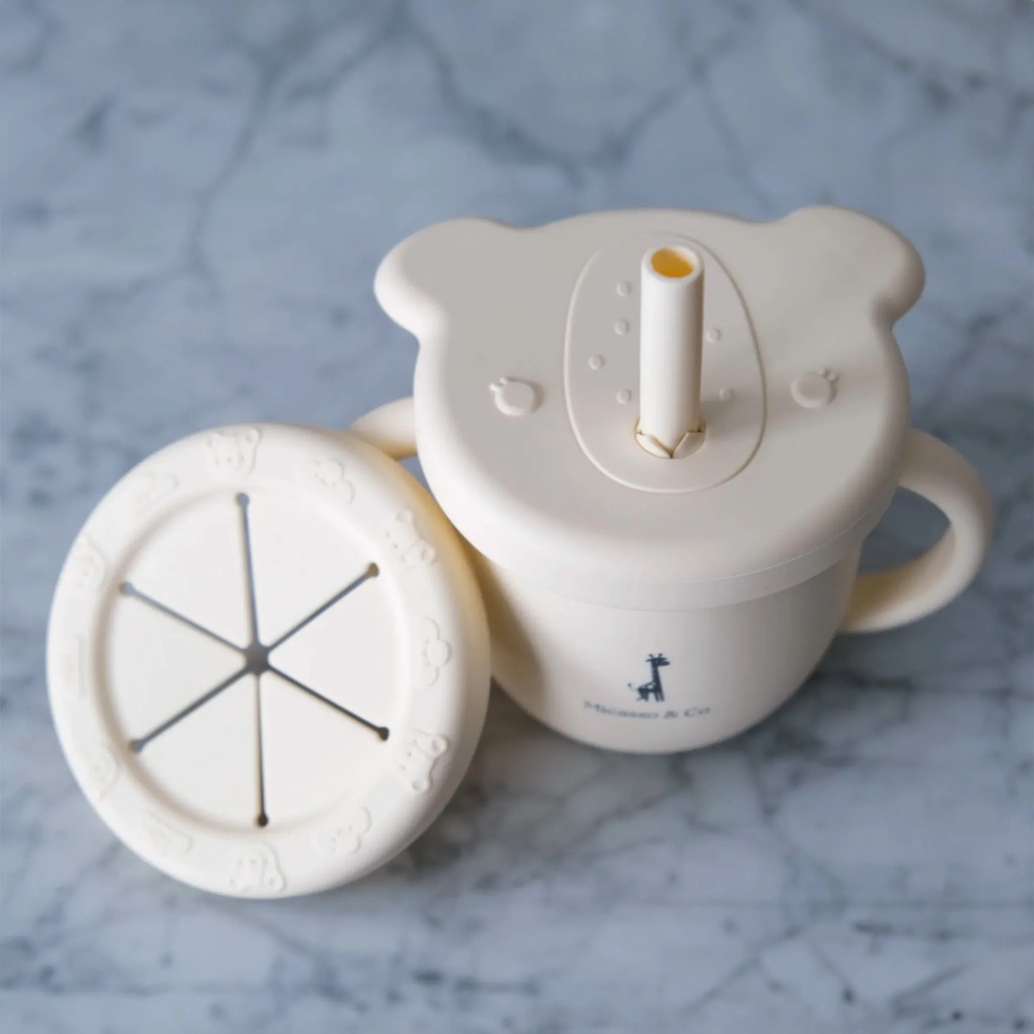 Micasso & co Tasse d'apprentissage 2-en-1 pour collation et liquide - Crème