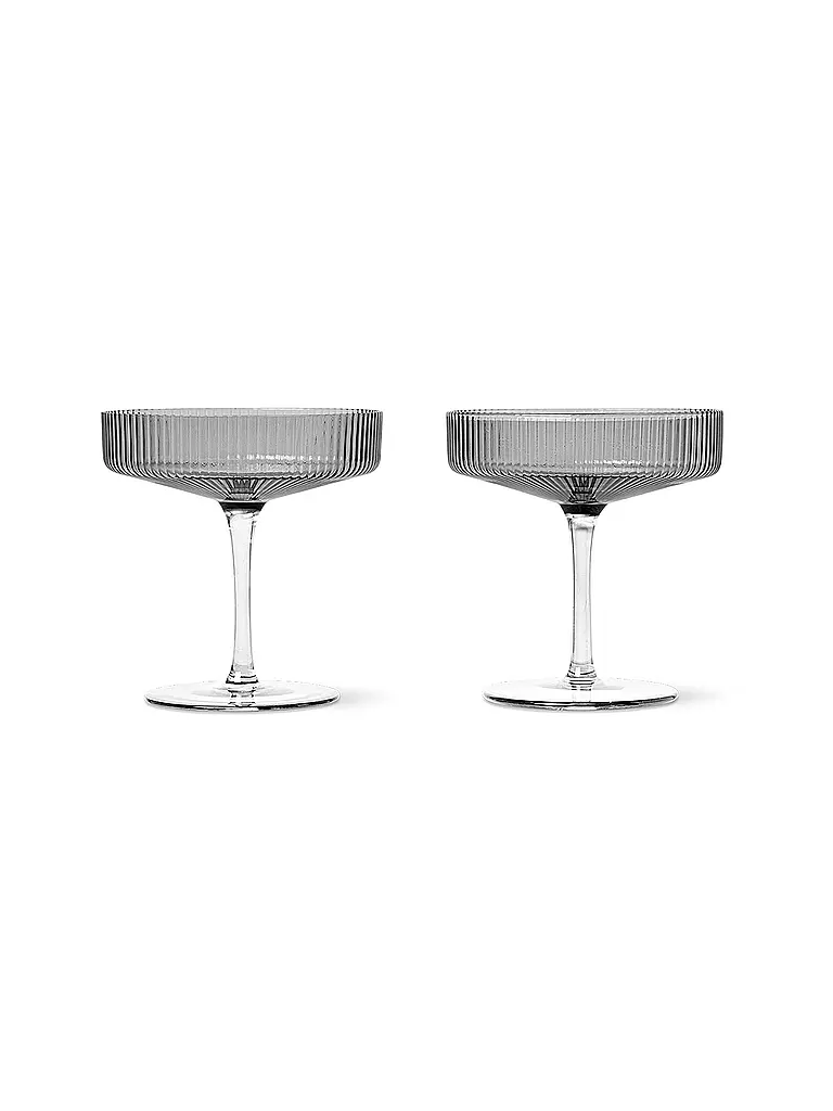 FERM LIVING Champagnerschalen 2er Set RIPPLE Smoked  grau