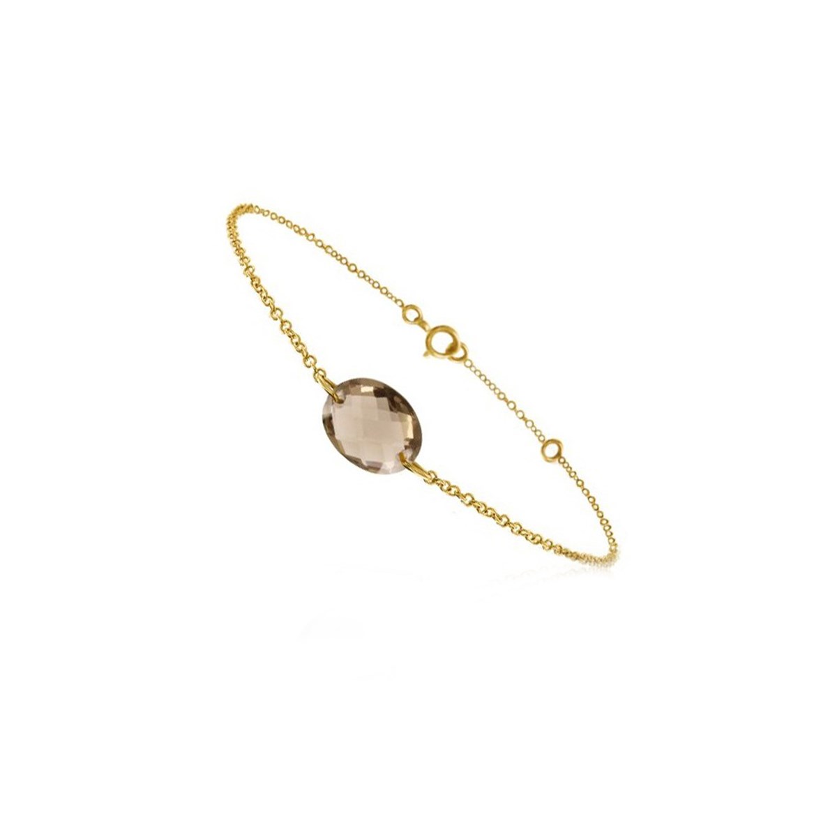 Bracelet chaine or jaune 18K et quartz fumé - BeJewels