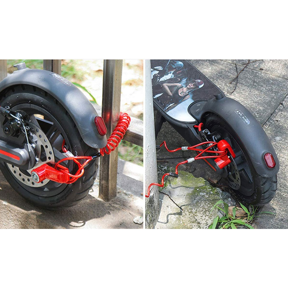 Fahrradschloss Velo Anti-Diebstahl Motorrad Scheibenbremsen Sicherung   2 Schlüssel - Schwarz / Rot
