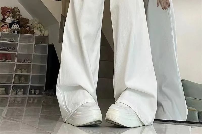 Hanji - Lage taille effen wijde jeans