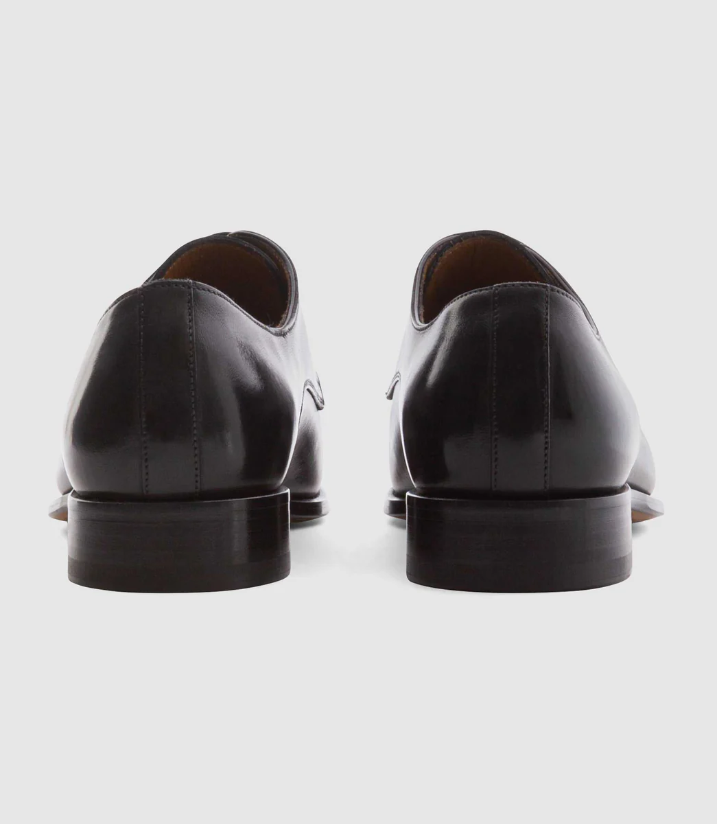 Derby couture en cuir gris anthracite 
