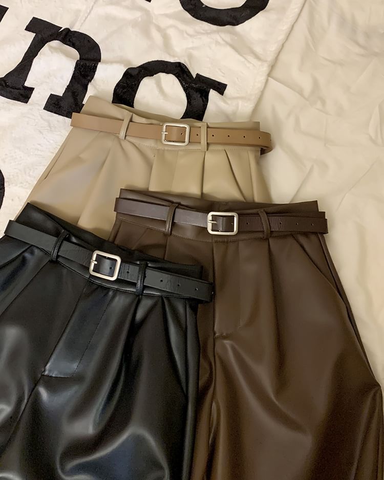 Alfie - Hoge taille effen imitatieleren shorts