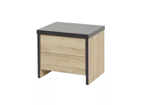 Chambre complète 140X190 Chêne naturel/Noir - ZEUS