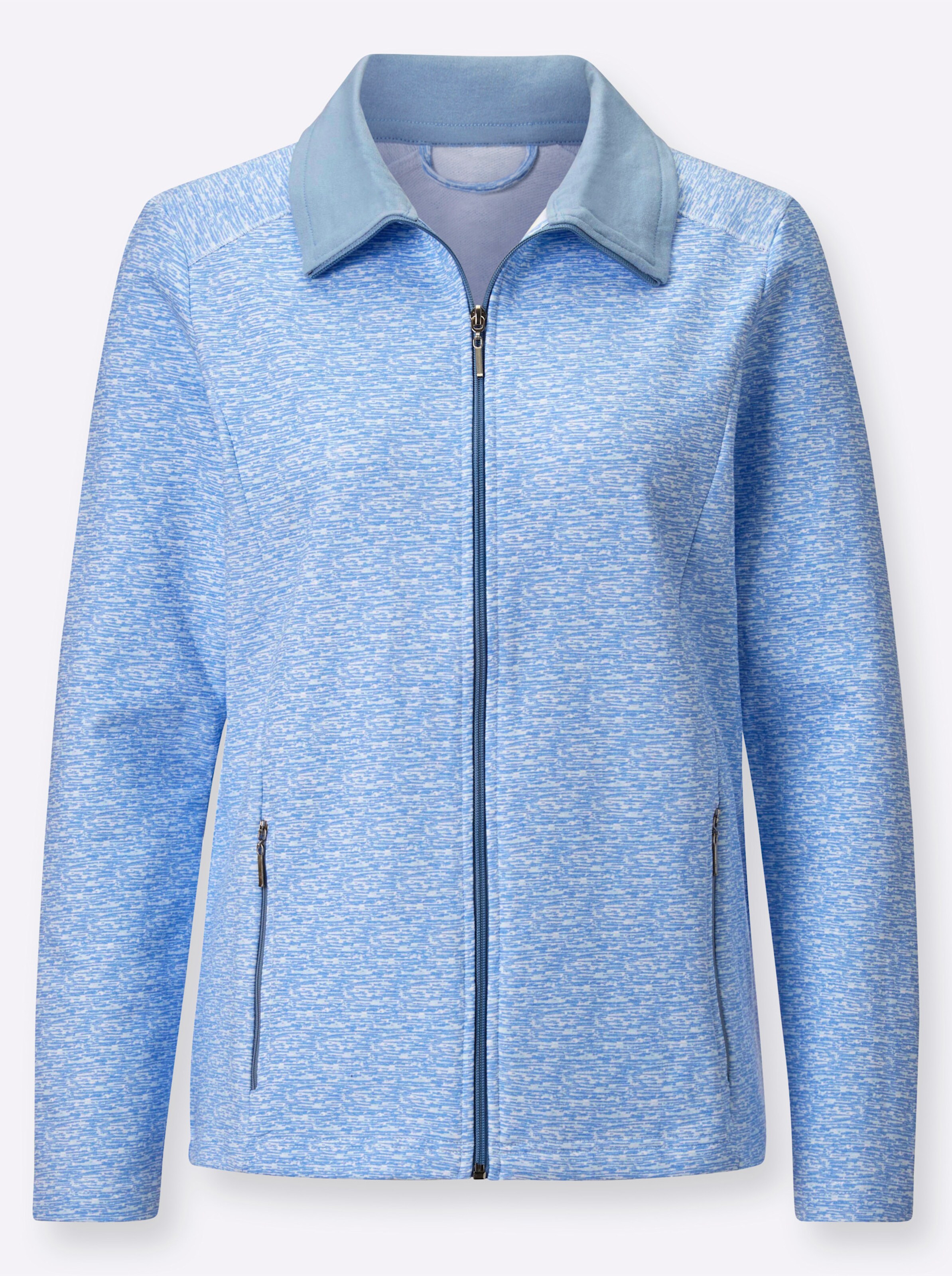 Sweatjacke in bleu-bedruckt