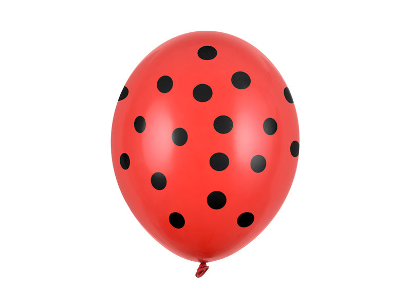 Rode Ballonnen Zwarte Stippen 30cm 6st